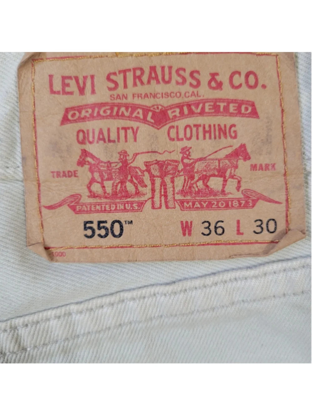Levi's 505 Relaxed Fit Beige 100% Cotton Straight Jeans Size 38/30 Men's Pre-own